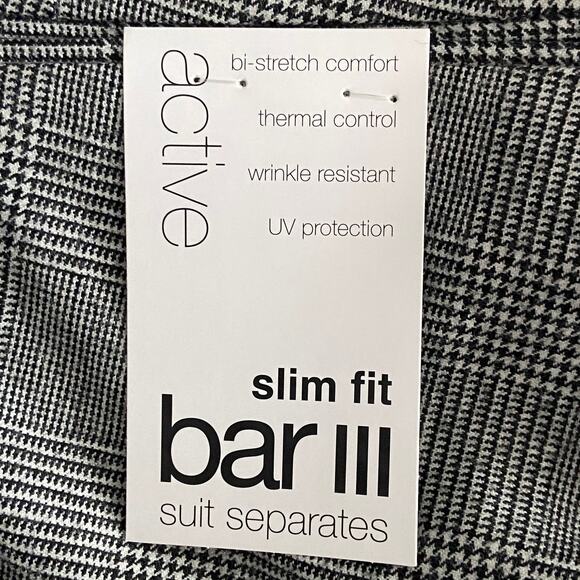 Bar III Men's 30x30 Suit Pants Slim Fit Stretch Black/White Plaid NEW - Picture 9 of 11